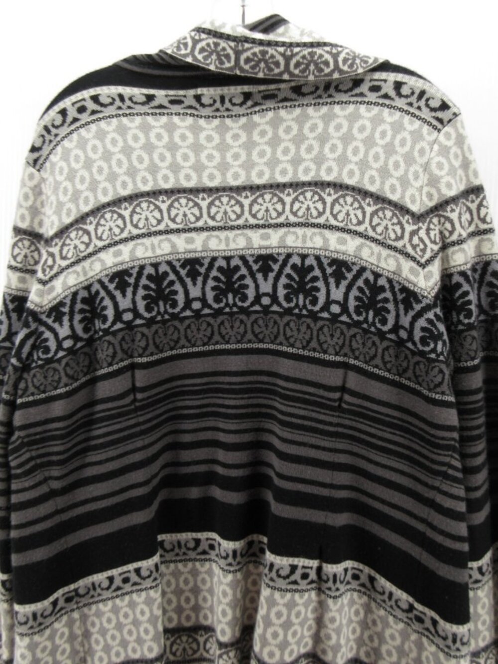Icelandic Design Sweater Large Wool Open Cardigan Shawl Fair Isle * - Picture 9 of 12
